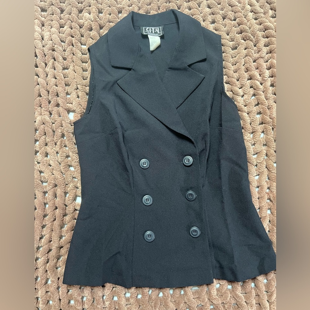 City Triangles Black Double-Breasted Vest